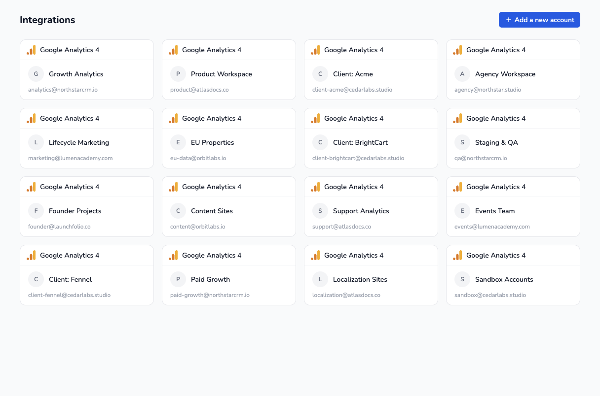 Connect every Google Analytics account you have